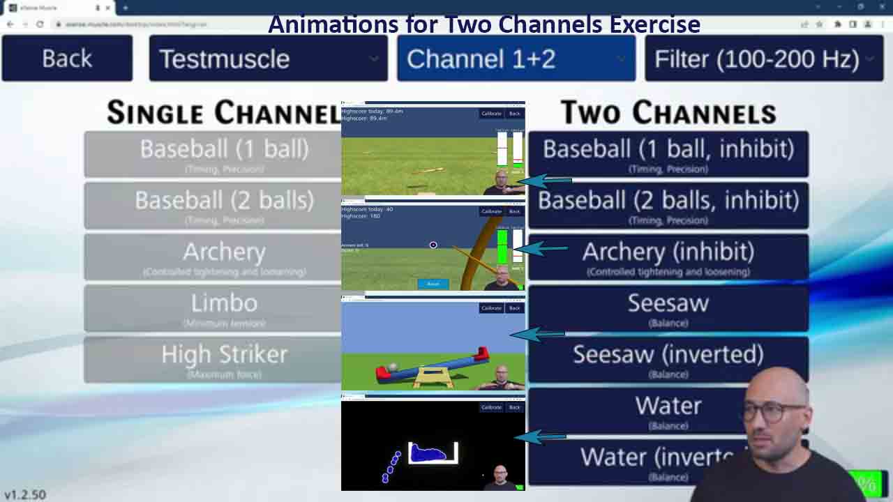 Animation Games for eSense Muscle training machine Two Channel (Pro Edition) Exercises