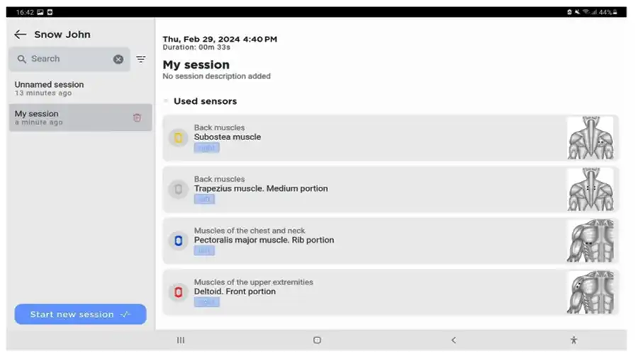 Muscle tracking software interface 3