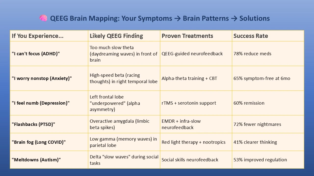 QEEG Brain Mapping - Your Symptoms - Brain Patterns - Solutions