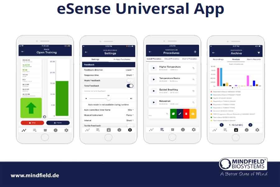 Biofeedback eSense Pulse HRV training device - universal app