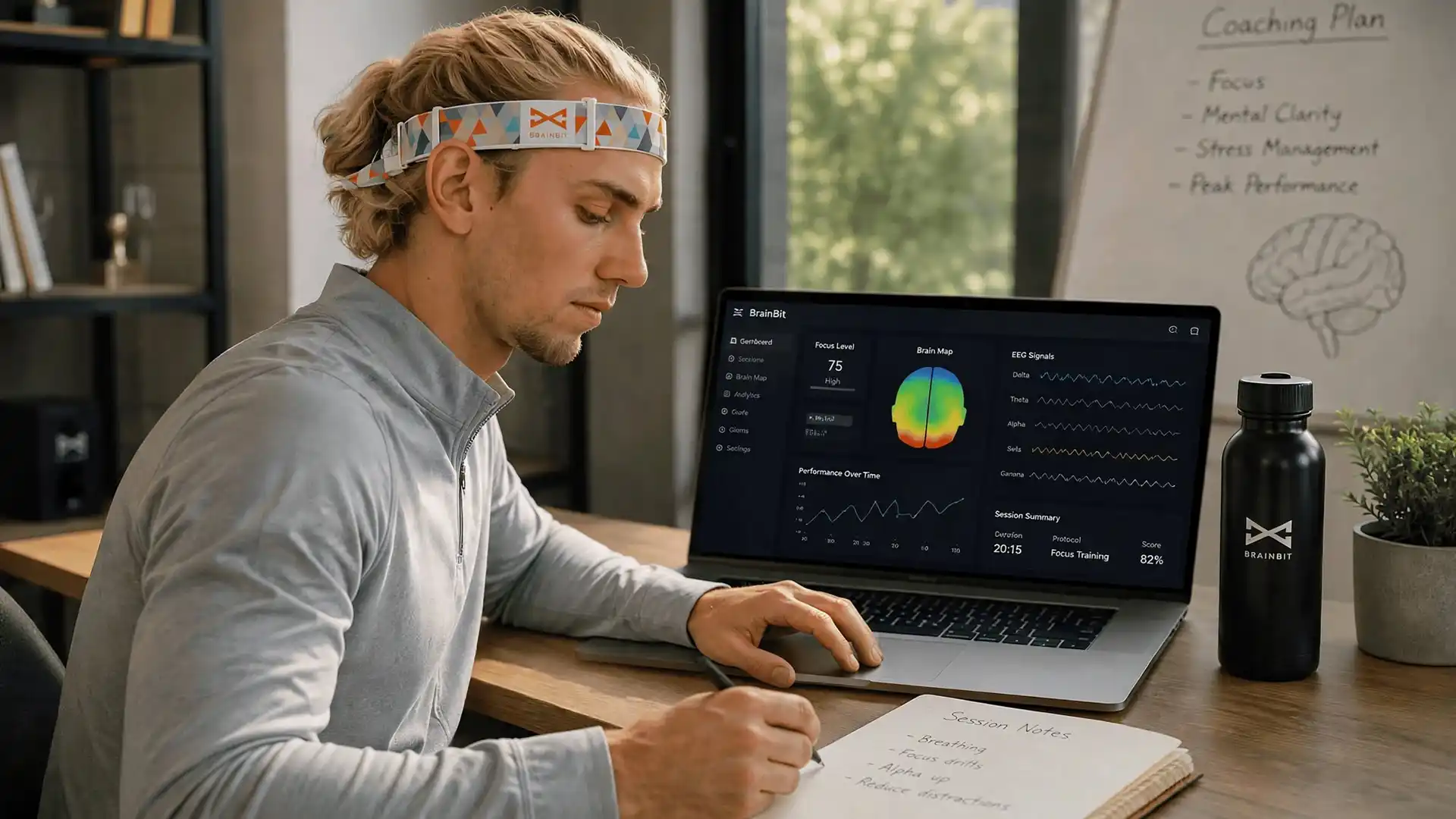 Comfortable lightweight EEG headband for long focus training sessions